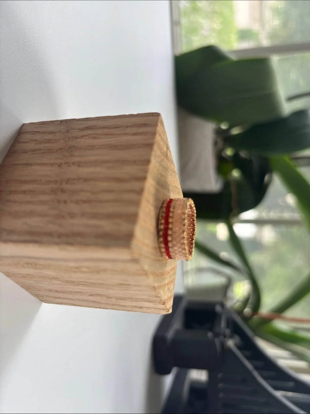 Gold Stackable Ring with Red Bead Accent